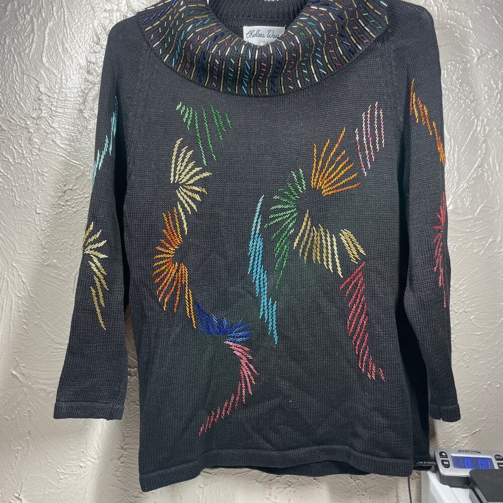 Chelsea Way hand-knit 1980s‎ sweater black womens size medium